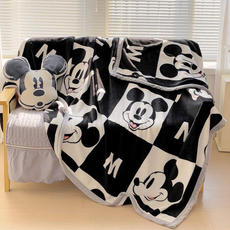 Mickey Mouse Classic Monochrome Plush Throw - Bold Graphic Fleece Blanket