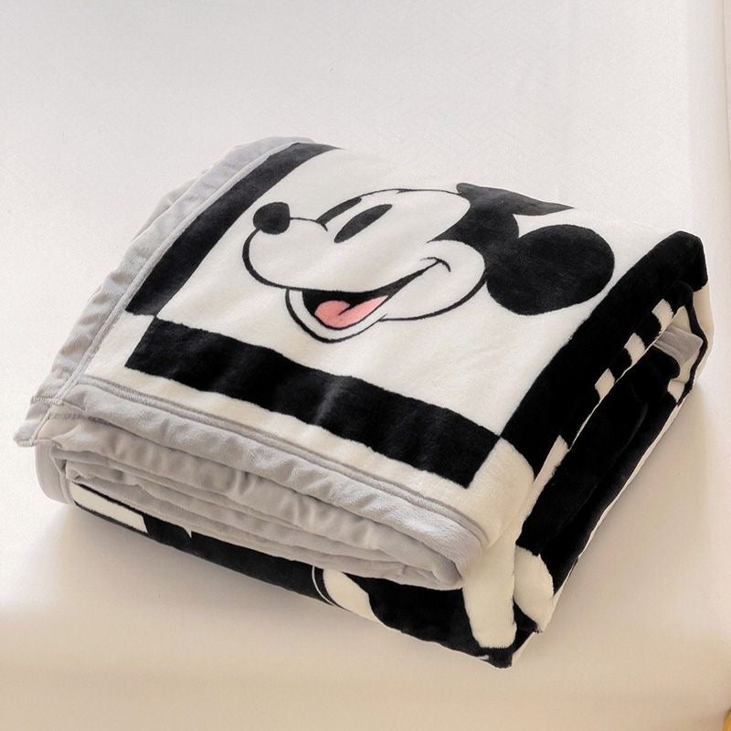 Mickey Mouse Classic Monochrome Plush Throw - Bold Graphic Fleece Blanket