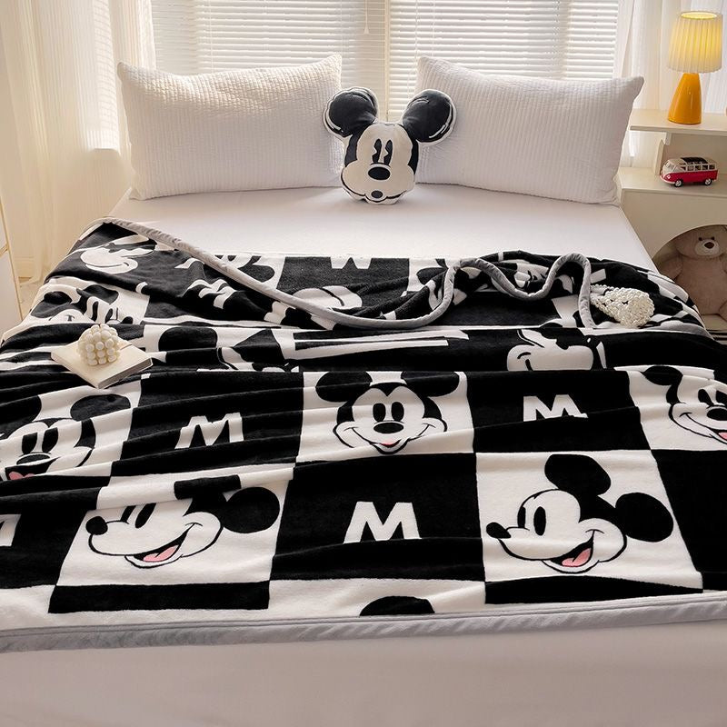 Mickey Mouse Classic Monochrome Plush Throw - Bold Graphic Fleece Blanket