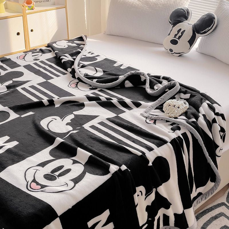Mickey Mouse Classic Monochrome Plush Throw - Bold Graphic Fleece Blanket