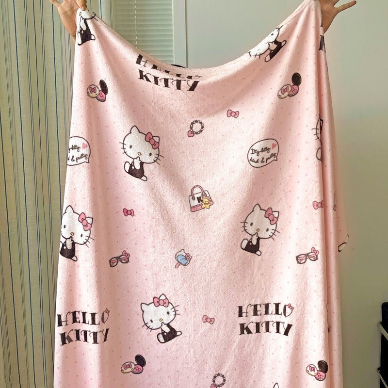 Hello Kitty Signature "Parisian" Plush Throw - Ultra Soft Pink Aesthetic Blanket