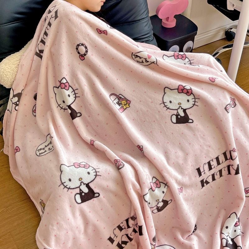 Hello Kitty Signature "Parisian" Plush Throw - Ultra Soft Pink Aesthetic Blanket