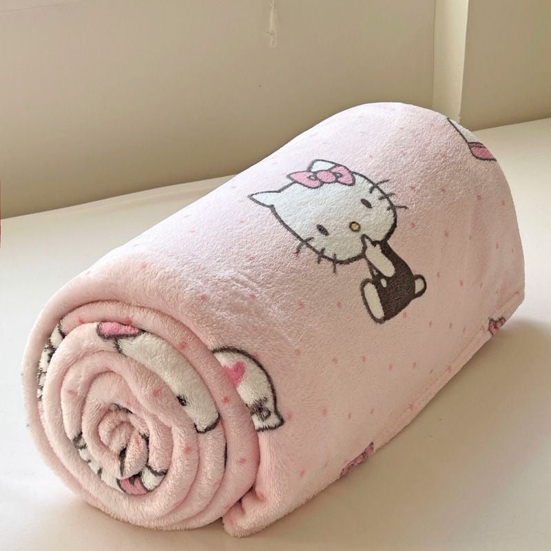 Hello Kitty Signature "Parisian" Plush Throw - Ultra Soft Pink Aesthetic Blanket