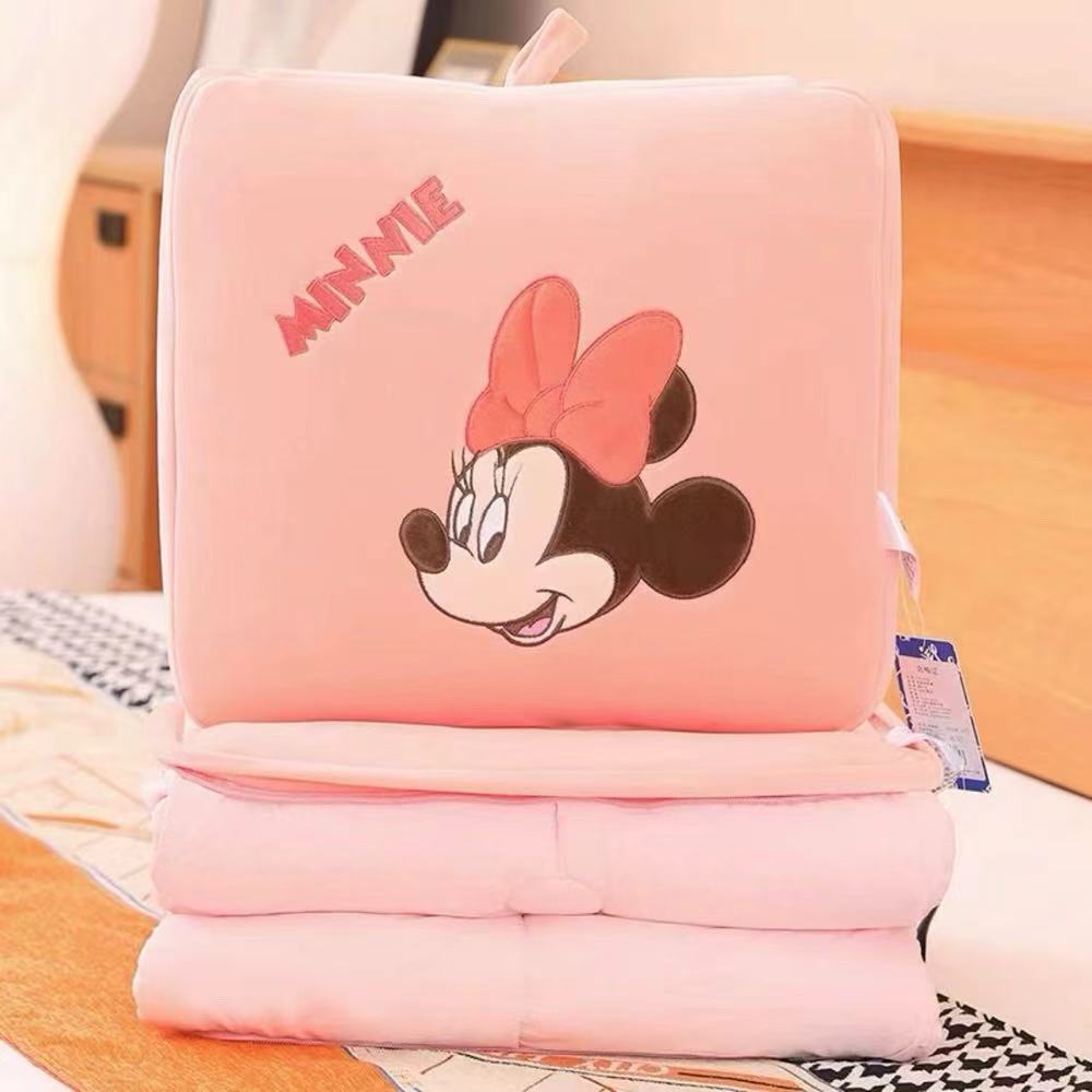Disney Minnie Mouse 2-in-1 Pillow Blanket - Ultra Soft Plush Travel Quilt